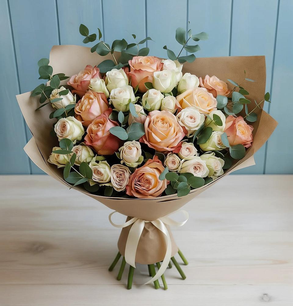 Букет цветов из: Альстромерии и Розы в Старой Майне