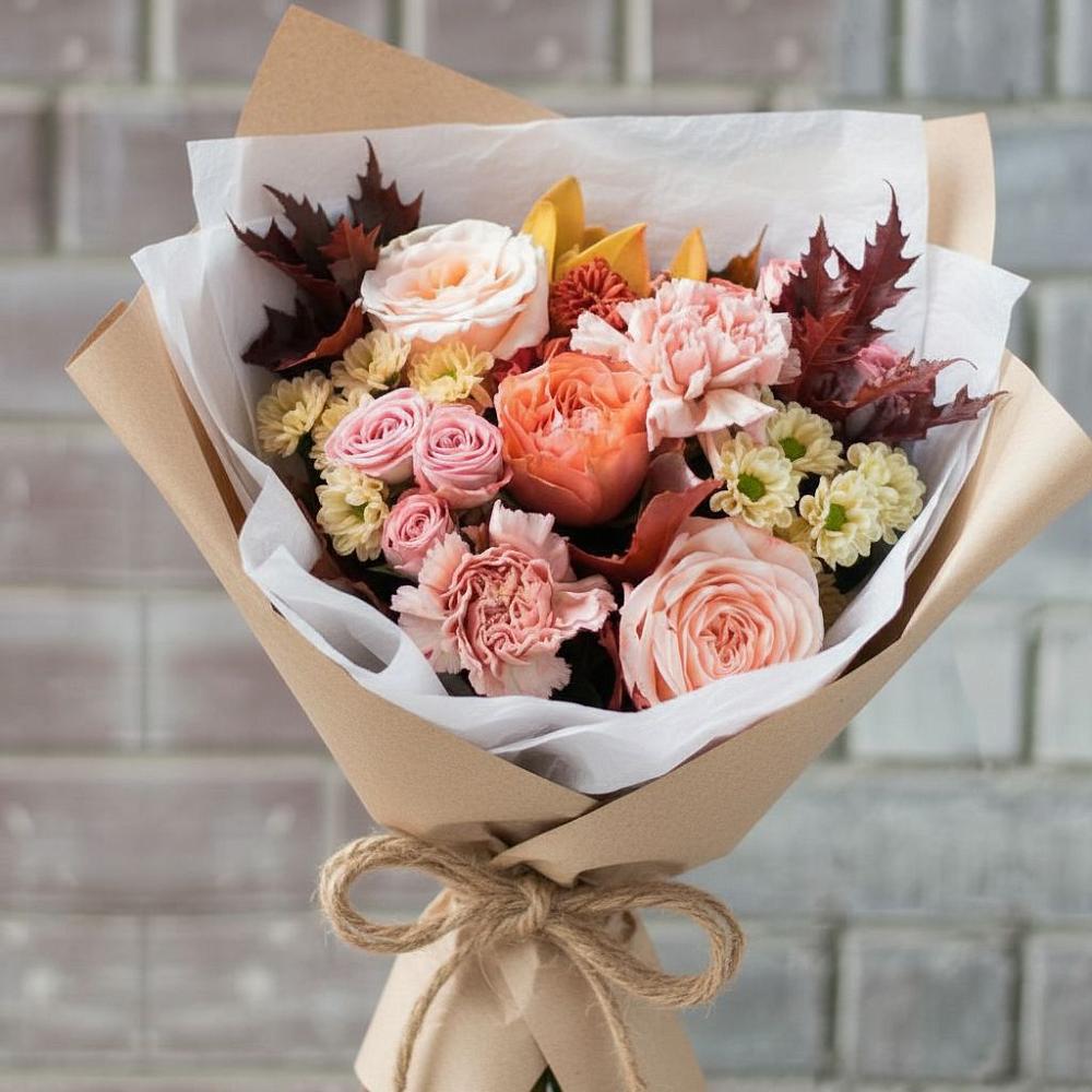 Букет цветов из: Гвоздики, Хризантемы и Розы в Старой Майне