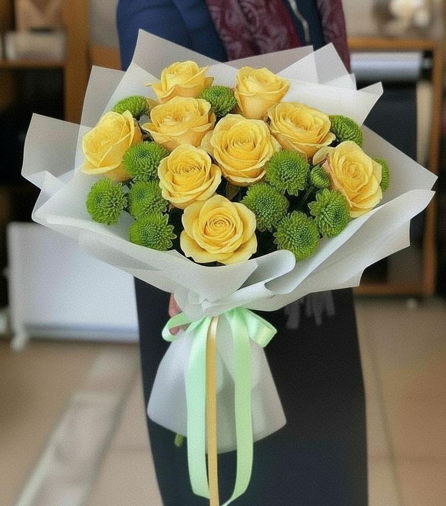 Букет цветов из: Хризантемы и Розы в Старой Майне