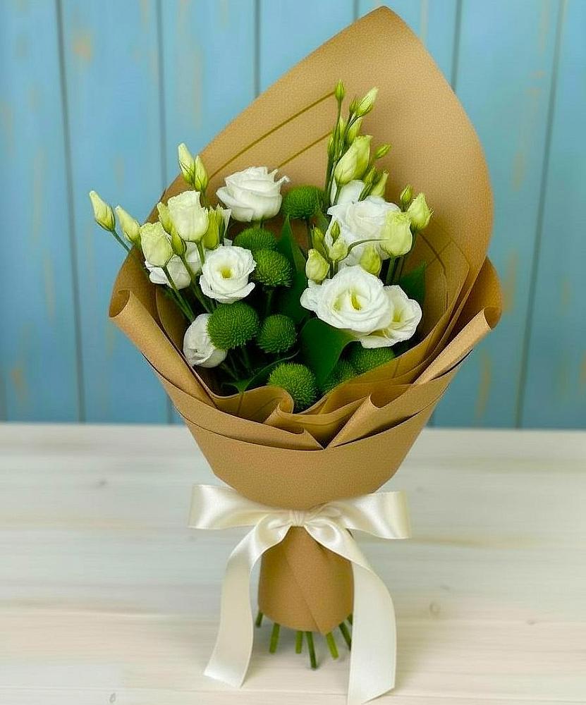 Букет цветов из: Хризантемы и Лизиантусы в Старой Майне