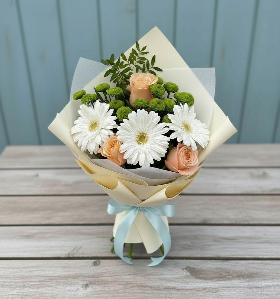 Букет цветов из: Герберы, Розы и Хризантемы в Старой Майне